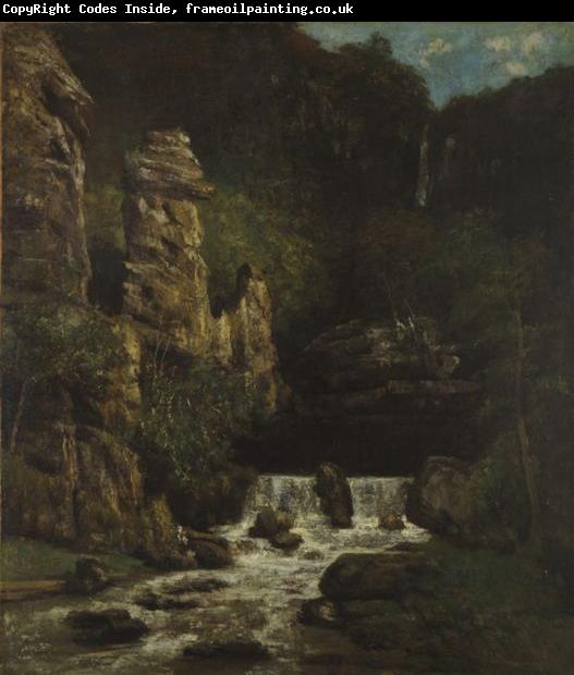 Courbet, Gustave Landscape with Waterfall